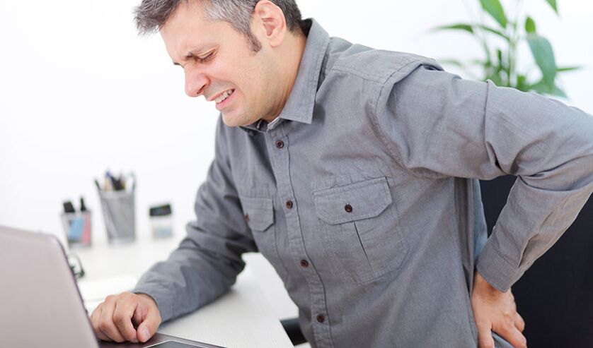 Back pain due to osteochondrosis due to stuck work